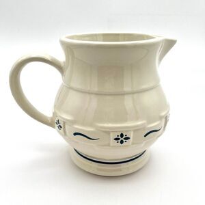 Longaberger Pottery Pitcher Woven Traditions Blue 6" USA